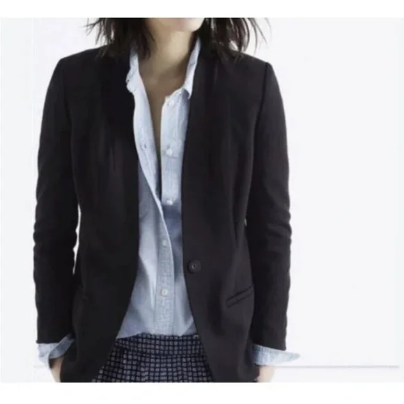 Madewell Classic Black Tribune Collarless Blazer Size 10 - Picture 3 of 11